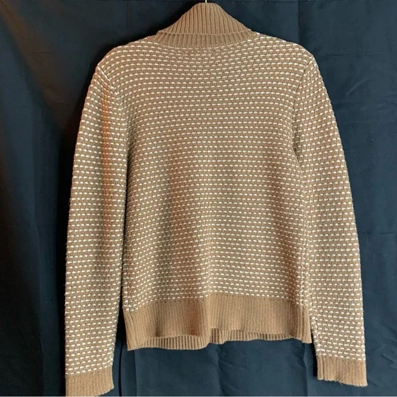 J. Crew Turtleneck Textured Tan and White Long Sleeve Sweater, size S - Picture 8 of 9
